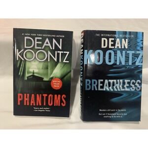 Dean Koontz Book Lot of 2 Phantoms Paperback & Breathless Hardcover Thriller